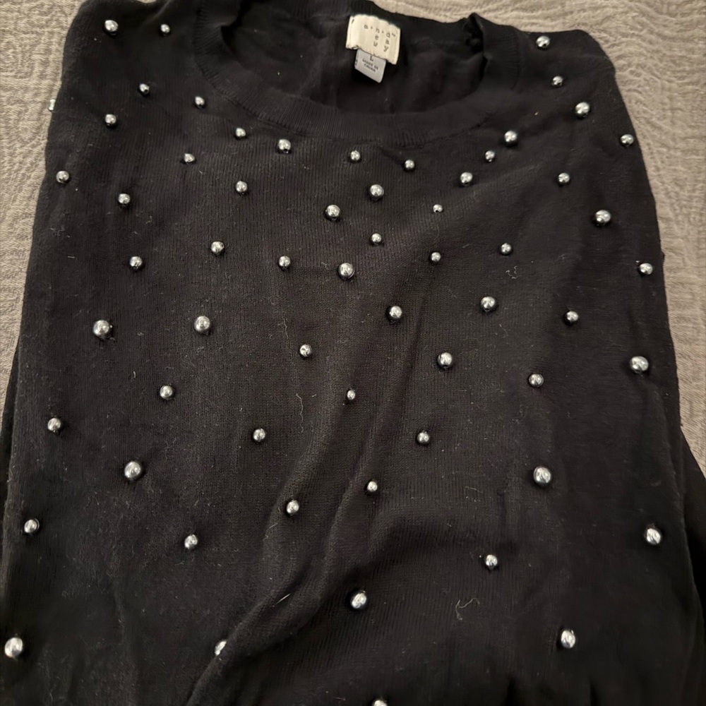 a new day Black Sweater with Silver Accents